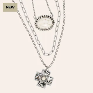 Graceful Stone Layered Necklace Set